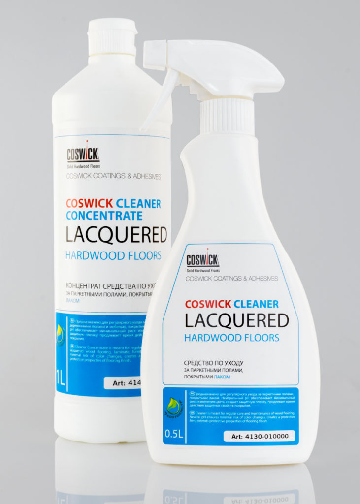 Cleaner concentrate for lacquered hardwood ﬂoors Coswick Coatings and